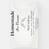 自家製アイスクリームに愛で作った食材を加える 横断幕 (縦)