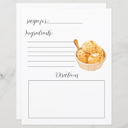 自家製アイスクリームのレシピブックページ (正面/裏面)