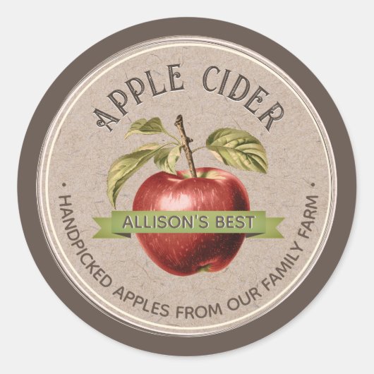 自家製アップルサイダーグランジフォントクラフトとブラウン ラウンドシール (正面)