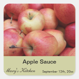 自家製アップルソースの瓶ラベル スクエアシール