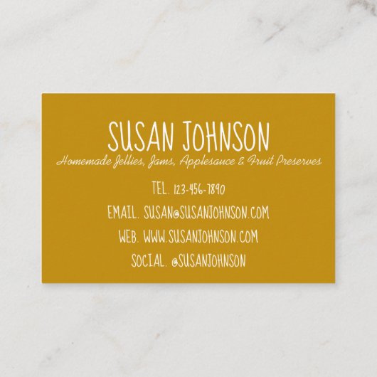 自家製アップルソース瓶缶詰食品アップルソース 名刺 (裏面)