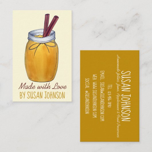 自家製アップルソース瓶缶詰食品アップルソース 名刺 (正面/裏面)