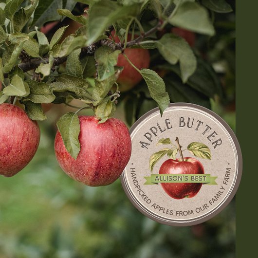 自家製アップルバターグランジフォントクラフト&ブラウン ラウンドシール