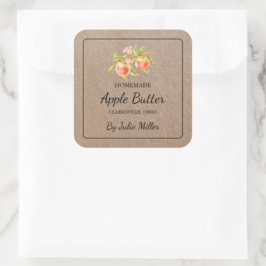自家製アップルバタースクエアクラフト紙ラベル スクエアシール (バッグ)
