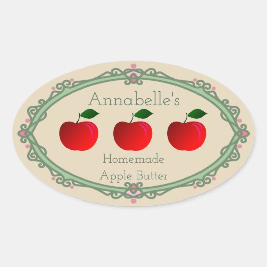 自家製アップルバターラベル 楕円形シール (正面)
