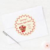 自家製アップルバターヴィンテージ食品ラベル名付き ラウンドシール (封筒)