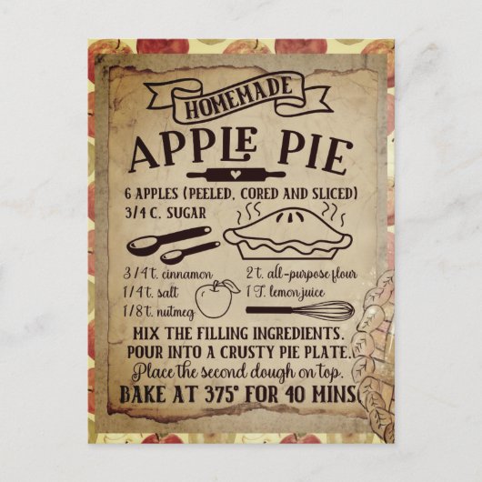 自家製アップルパイレシピ|はがき ポストカード (正面)