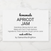 自家製アプリコットジャムカスタムキッチンパントリーキャニング フードラベル (シングルラベル)