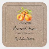 自家製アプリコットジャムスクエアクラフト紙ラベル スクエアシール (正面)