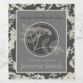 自家製エルダーフラワーワインカスタムヴィンテージダーク ワインラベル (シングルラベル)