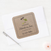 自家製エルダーベリージャムスクエアクラフト紙ラベル スクエアシール (封筒)