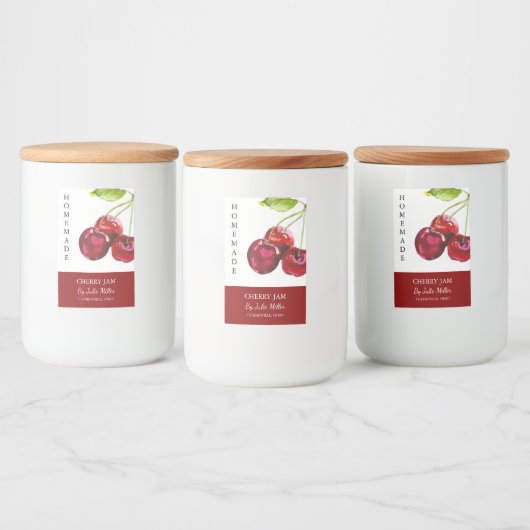 自家製エレガントさくらんぼジャムラベル フードラベル (ボトル)