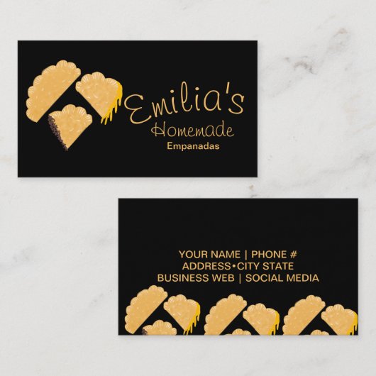 自家製エンパナダスビジネスハンドドロッドブラック 名刺 (正面/裏面)