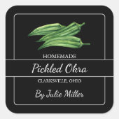 自家製オクラスクエアラベルブラック スクエアシール (正面)