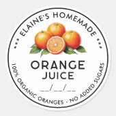 自家製オレンジジュースのラベル 素材 缶詰ラベル ラウンドシール (正面)