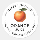 自家製オレンジジュース缶詰ラベル ラウンドシール (正面)