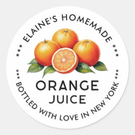 自家製オレンジジュース缶詰ラベル ラウンドシール
