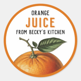 自家製オレンジジュース缶詰ラベル ラウンドシール