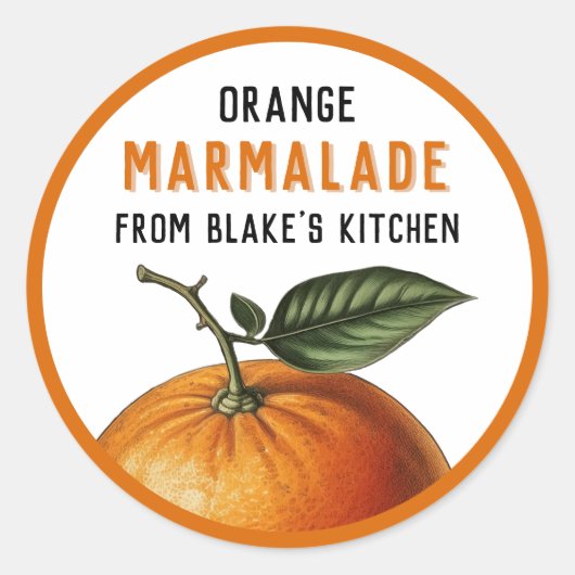 自家製オレンジマーマレード缶詰ラベル ラウンドシール (正面)