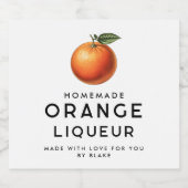 自家製オレンジ色のリキュールとオレンジ リキュールボトルラベル (シングルラベル)