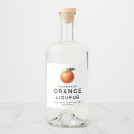 自家製オレンジ色のリキュールとオレンジ リキュールボトルラベル