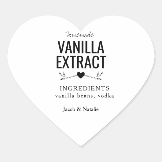 自家製カスタムバニラエキス結婚のワインラベル ハートシール (正面)