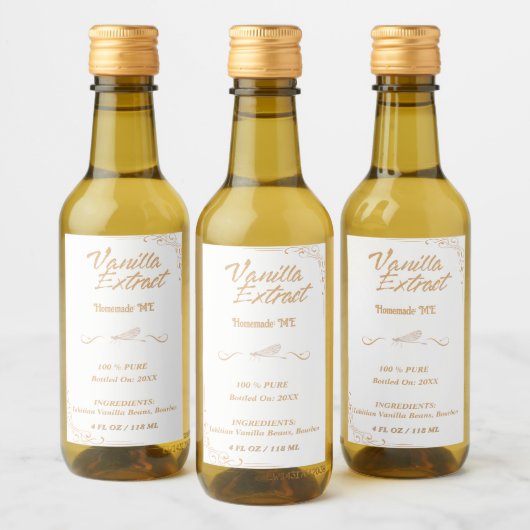 自家製カスタムバニラエキス長方形2"x 3" ワインラベル (ボトル)