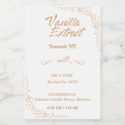 自家製カスタムバニラエキス長方形2"x 3" ワインラベル (シングルラベル)