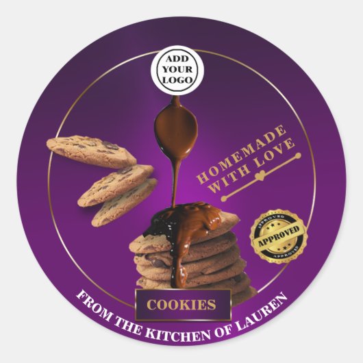 自家製カスタム商品焼いたクッキーのラベル ラウンドシール (正面)