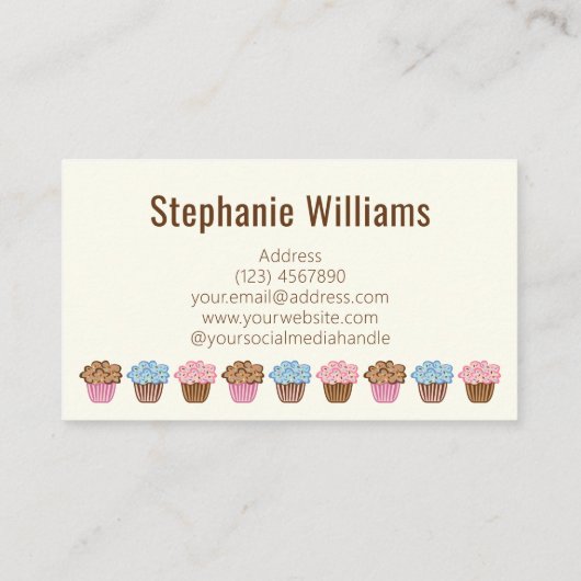 自家製カップケーキベイカー用カップケーキビジネスカード 名刺 (裏面)
