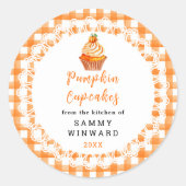 自家製カボチャのカップケーキ食品ラベル ラウンドシール (正面)