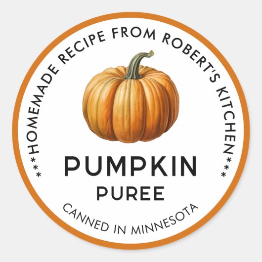 自家製カボチャのピューレ缶詰瓶ラベル ラウンドシール (正面)
