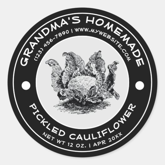 自家製カリフラワーラベルテンプレート ラウンドシール (正面)
