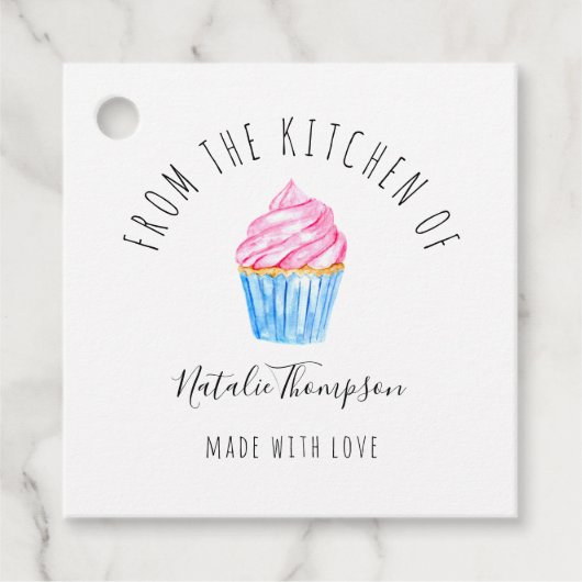 自家製キッチンからピンクカップケーキベーキング フェイバータグ (正面)
