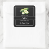 自家製キュウリ漬けスクエアラベルブラック スクエアシール (バッグ)