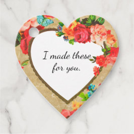 自家製ギフトのための甘いフローラハートラベル フェイバータグ