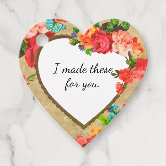 自家製ギフトのための甘いフローラハートラベル フェイバータグ (正面)