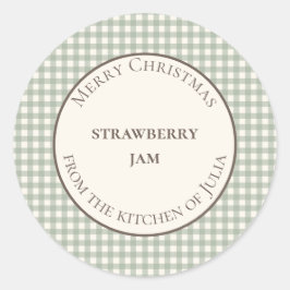 自家製ギフト用の緑のギンガムフードラベル ラウンドシール