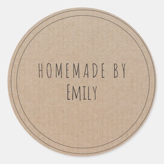 自家製クッキーケーキシンプルヴィンテージクラフト紙 ラウンドシール (正面)