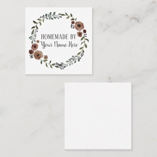 自家製クッキーケーキヴィンテージクラフトフローラリース スクエア名刺 (正面/裏面)