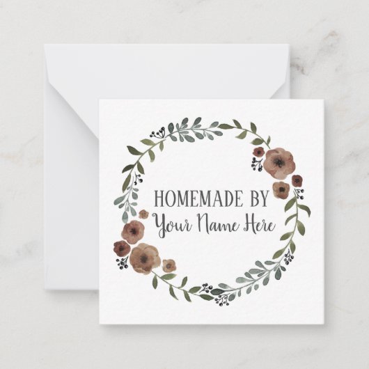 自家製クッキーケーキヴィンテージクラフトフローラリース ノートカード (正面)