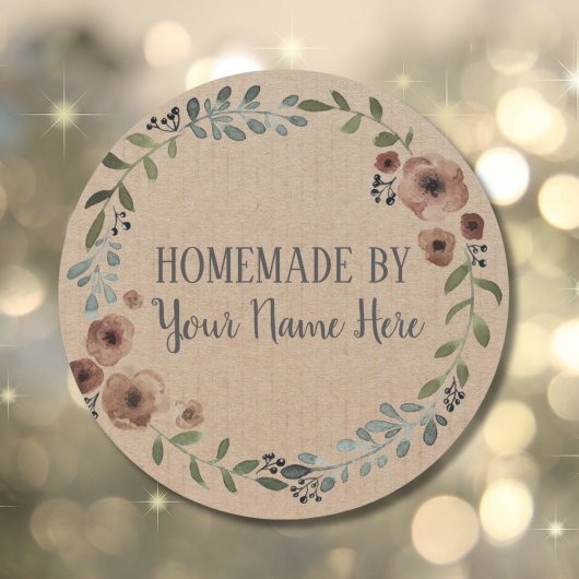 自家製クッキーケーキヴィンテージクラフトフローラリース ラウンドシール