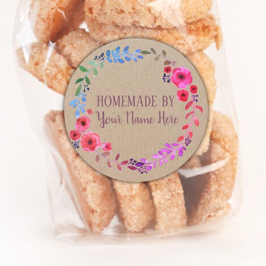 自家製クッキーケーキヴィンテージクラフトフローラリース ラウンドシール