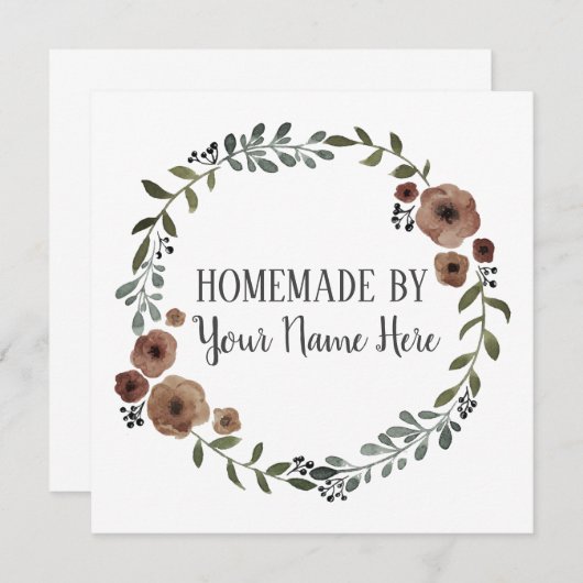 自家製クッキーケーキヴィンテージクラフトフローラリース 招待状 (正面/裏面)