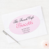 自家製クッキーラベルピンクストライプ 楕円形シール (封筒)