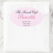 自家製クッキーラベルピンクストライプ 楕円形シール (バッグ)