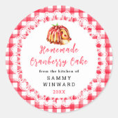 自家製クランベリーケーキ食品ラベル ラウンドシール (正面)