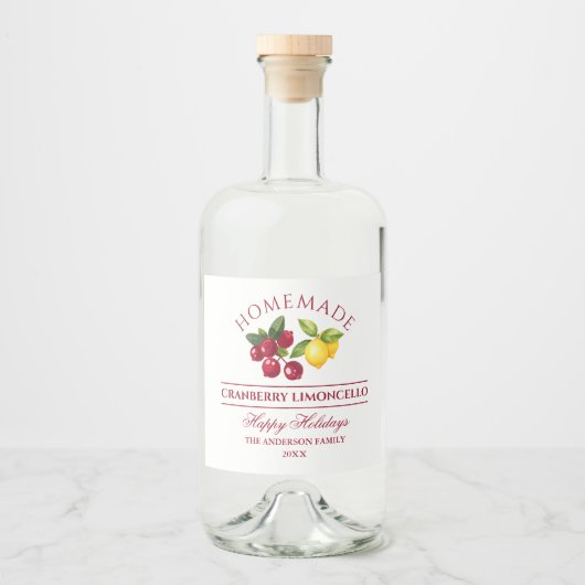 自家製クランベリーリモンチェロホリデイ リキュールボトルラベル (正面)