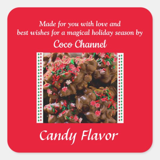 自家製クリスマスキャンディーパッケージステッカー スクエアシール (正面)