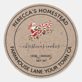 自家製クリスマスクッキーヴィンテージサンタラベル ラウンドシール